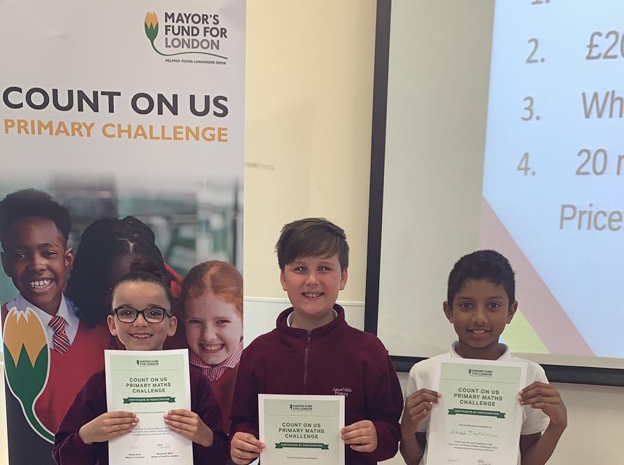 LEOacademies's tweet photo. Great to host today’s @mayorsfund #CountOnUs Primary Maths Challenge heat. Our Y4&amp;5 maths teams from @BrookfieldSM3, @CCJacademy, @CFPSchool, @cheamparkfarm, @ManorParkSchSM1 &amp; @ShawleyPrimary joined pupils from across London, for problem-solving, teamwork &amp; fun maths challenges. https://t.co/FXr3xMNH62