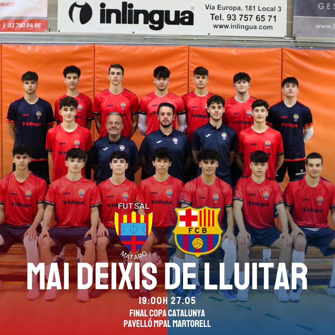 Futsal_Mataro's tweet photo. 🏆🔥 SOM-HI! Final de Copa Catalunya 

💥 Ha arribat la gran final de la Copa Catalunya! El Juvenil @inlinguamataro jugarà un partit històric per al nostre club i volem que tots vosaltres formeu part.

🔴 Som-hi FUTSAL ‼
🐗 Som-hi SENGLARS ‼

#maideixisdelluitar https://t.co/SNsY3OIgtc