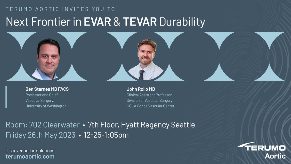 Join us at the PNEC Endovascular Congress in Seattle tomorrow and listen to presentations on the Next Frontier in EVAR &amp; TEVAR Durability by Ben Starnes  and John Rollo.