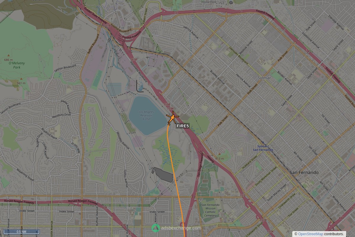 ffoverhead's tweet image. LAFD #N305FD callsign #FIRE5 (a A139) was spotted near Granada Hills, Los Angeles, CA around 16:08 UTC squawking 1200 globe.adsbexchange.com/?icao=a33266&amp;amp;z… #LAFD #LAFire