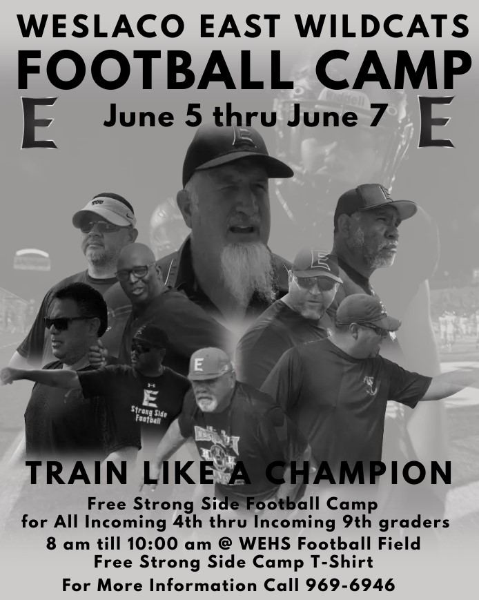 The Wildcat football camp is scheduled to take place from June 5th to June 7th. This camp is specifically designed for young football players incoming grades 4 thru 9.
For more information feel free to contact us at the athletic department.