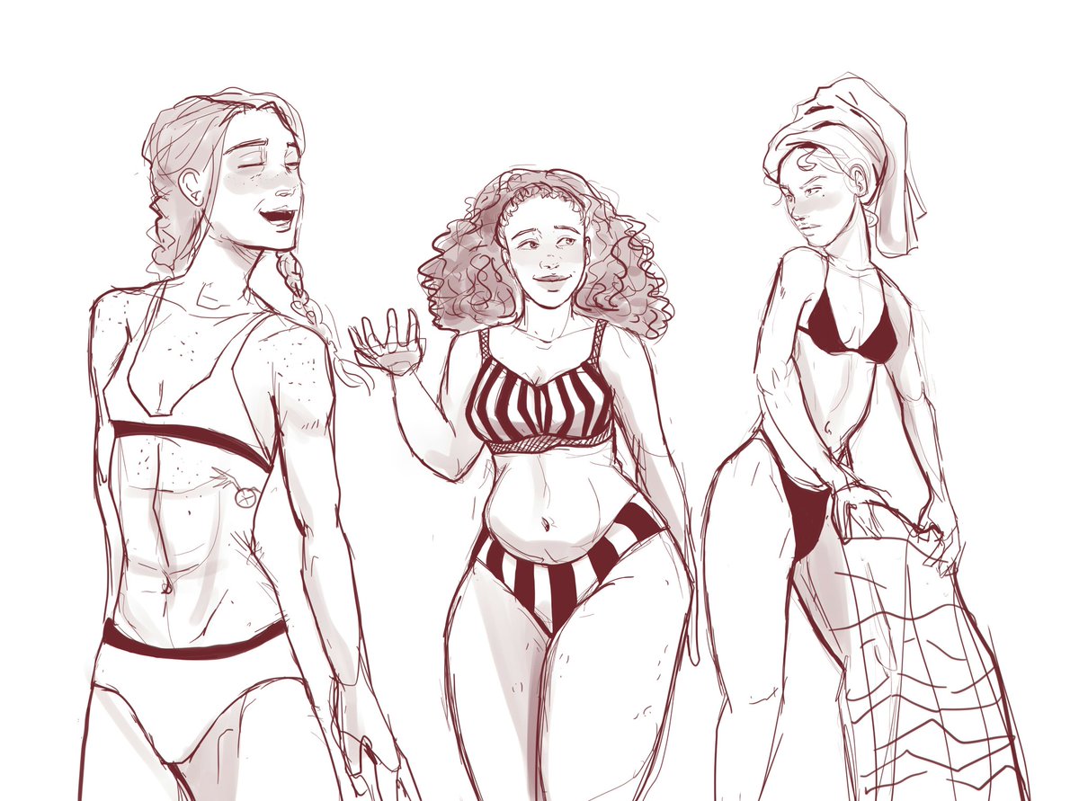 Ginny, Hermione and Fleur having a beach day (an excuse to draw pretty girls)