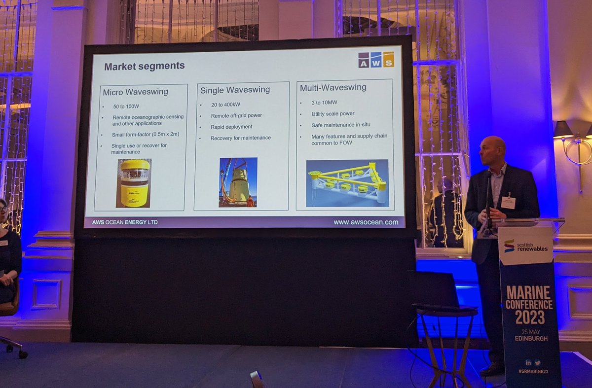 ScotRenew's tweet photo. AWS show the path to large scale wave power at #SRMARINE23 https://t.co/7UbQHObsNm