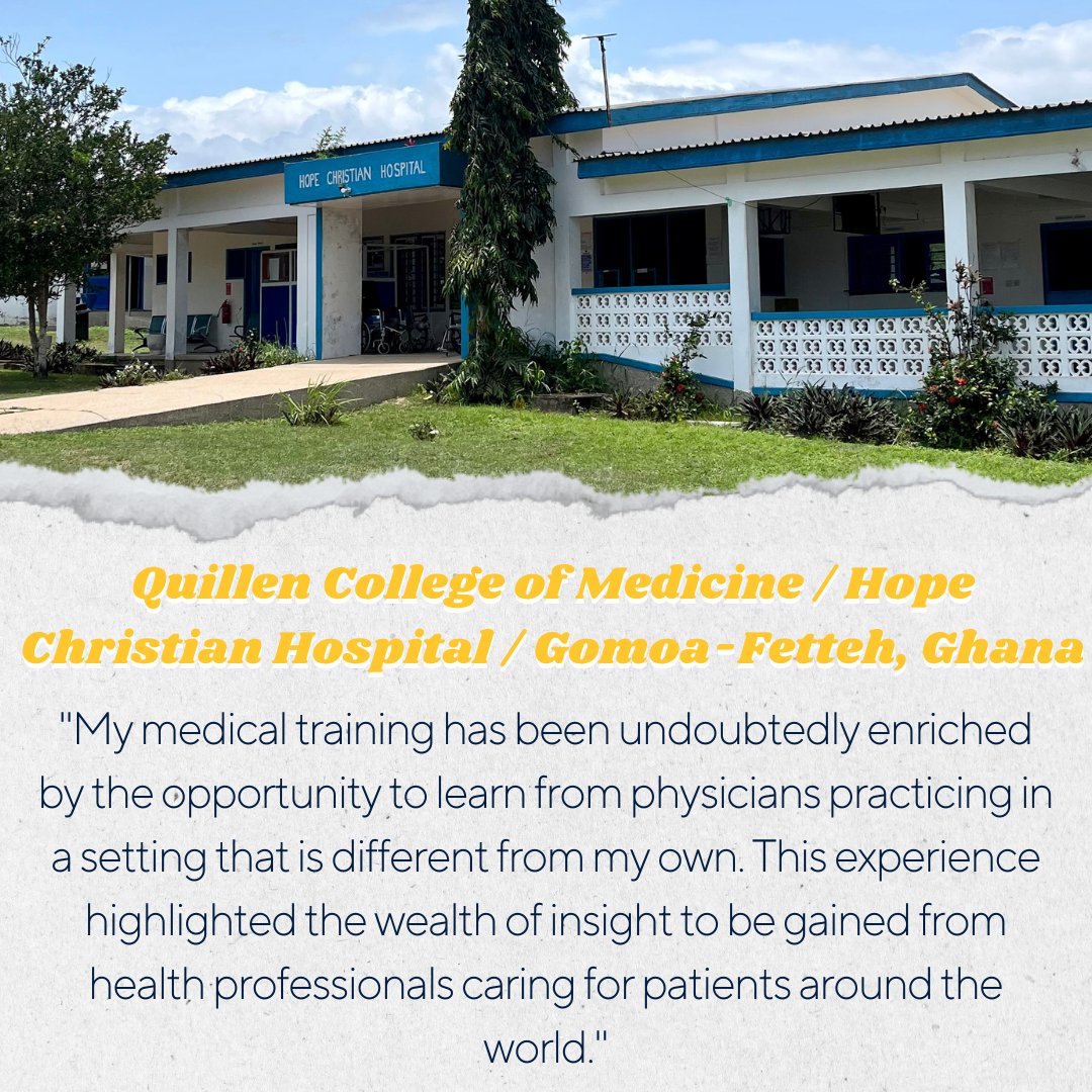 ETSUstudyabroad's tweet photo. We've got another great student spotlight for you: Joshua Self is a QCOM student who studied abroad at Hope Christian Hospital in Gomoa Fetteh, Ghana. Practicing medicine in a different setting helped him gain a better understanding of his field! #etsustudyabroad https://t.co/znvflRhVGZ