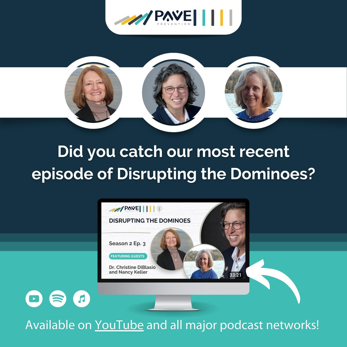 Did you catch our most recent episode of Disrupting the Dominoes?

Our podcast is available on YouTube and all major podcast networks! 
#PAVE #PAVEPrevention #SafetyTraining #SelfDefense #Violence #ViolencePrevention #WorkplaceViolencePrevention #SafetyAtWork #RespectAtWork