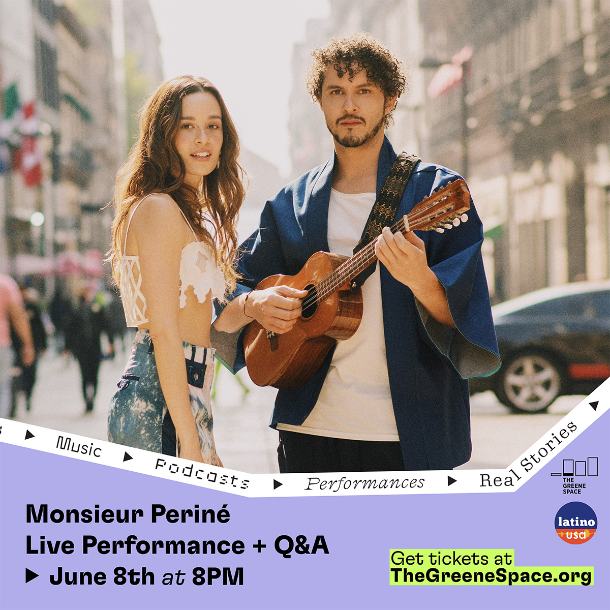 NYC! Don't miss Latin GRAMMY Award-winning band @monsieurperine LIVE in The Greene Space on June 8th! They'll perform their newest album and discuss it with @LatinoUSA's Marta Martinez 💃🏼$10 tickets: bit.ly/3MzT8H5 #newmusic #nyc #wnyc #LatinGRAMMY #nycevents