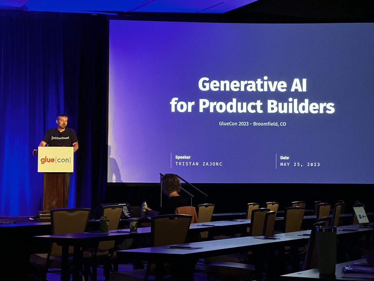 #gluecon using AI to build products. @ContinualAI used to make copilot type AIs for your systems.