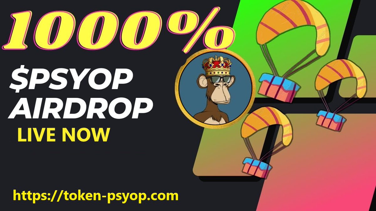 Airdrops_xyz's tweet photo. TAKE PART IN THE $PSYOP AIRDROP!!!🚀

SO JOIN AND CLAIM TOKENS NOW!
DETAILS👇

🔗https://t.co/1Kl2jPP25p

$MATIC $AVAX #TEZOSTUESDAY $BLUR $MANA $HEX #MONG $PLSX $USDP $JESUS $USDT $ADA #Cronos $DOGE #PEPEBURN $W #NEXTPEPE #REFUND $JESUS #Arbitrum #PSYOP $RFD $PEPE #4TOKEN #BAYC https://t.co/CDRP9fDzeD