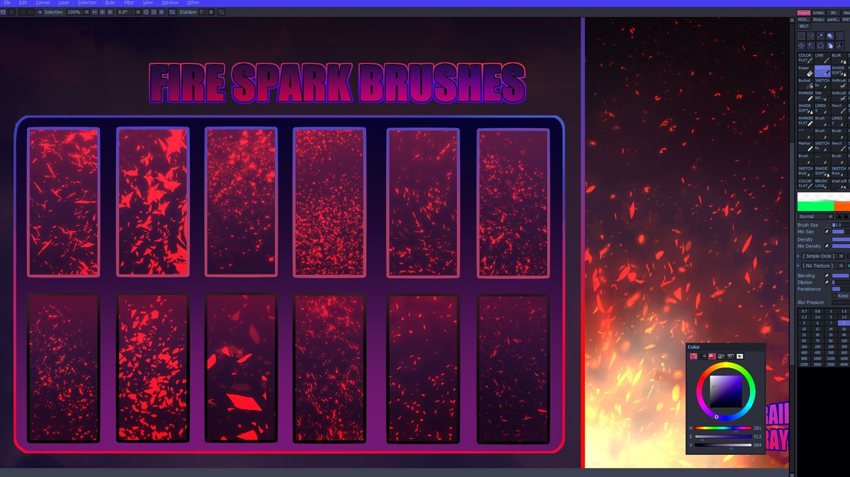 RaykayraArt's tweet image. 🔥- Firespark Brushes - 🔥
Working on the Painttool SAI 2 and Clip Studio Paint Image for this Saturday&apos;s next free🖌️ Brush Pack🖌️
