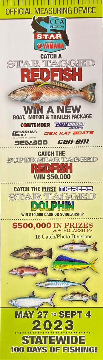100 DAYS OF FISHING!
The CCA Florida STAR Tournament starts on May 27th. 
Stop by Strike Zone Melbourne to pick up your offical ruler. 
#Strikezonemelbourne #Florida #Inshorefishing #Offshorefishing #Shoplocal #ccaflstar