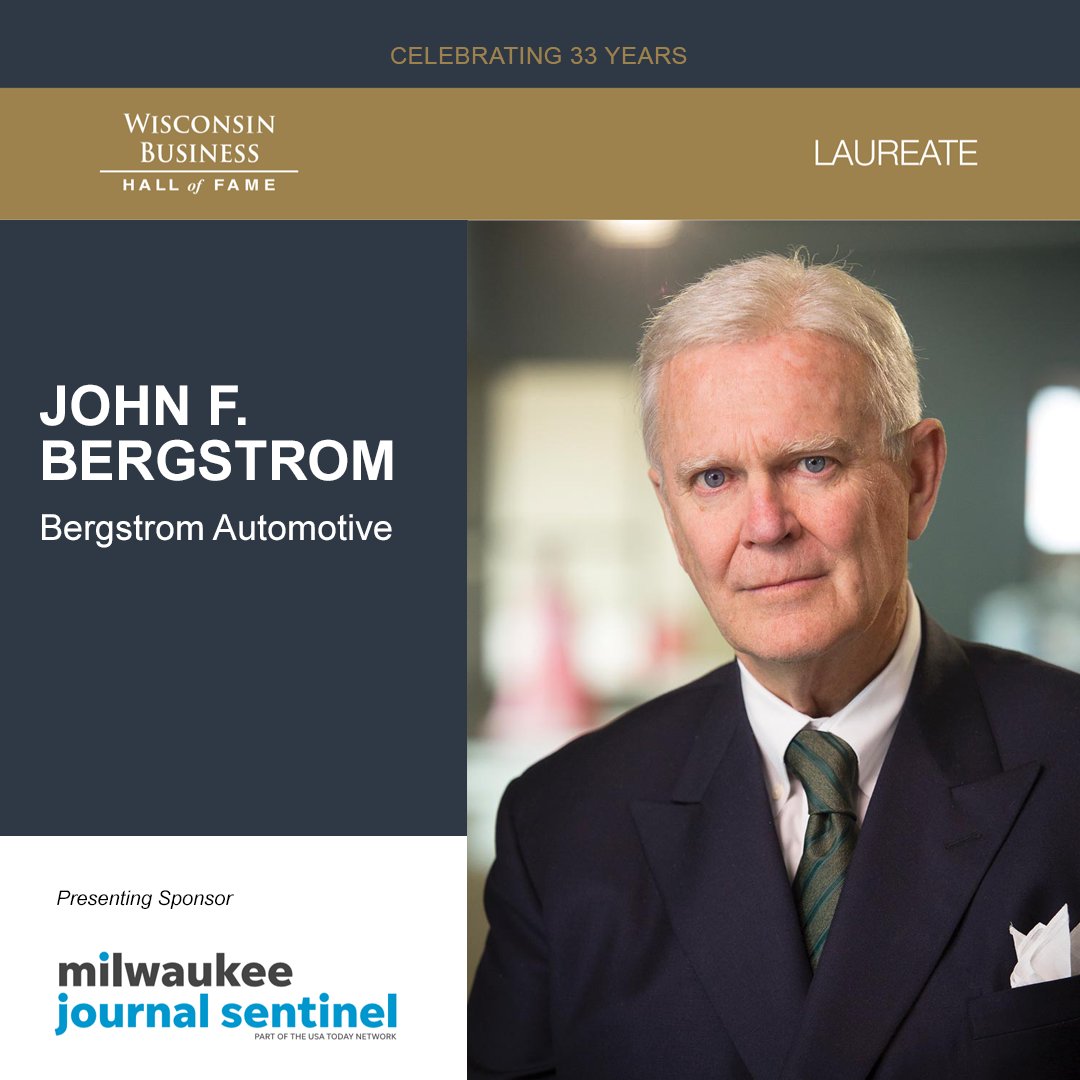 Congratulations to John F. Bergstrom, founder of @bergstromauto, who will be inducted into the 2023 Wisconsin Business Hall of Fame, benefitting Junior Achievement of Wisconsin, on June 1.