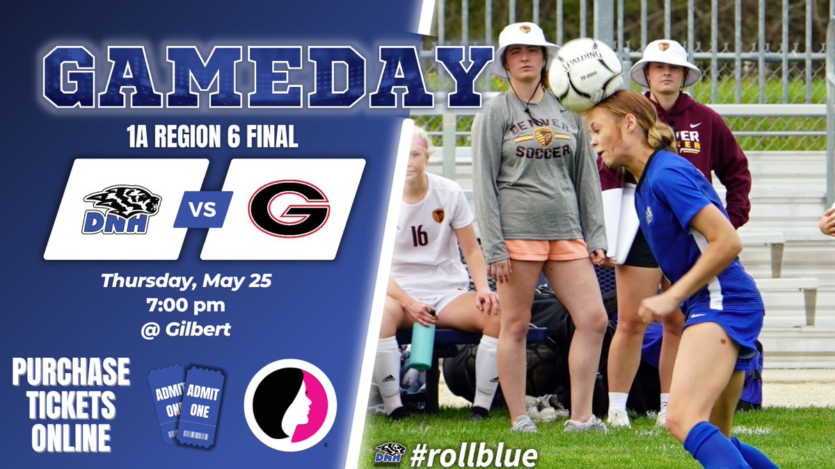 Tonight, @DnhSoccer competes in the @IGHSAU 1A Region 6 Final!!
🆚: Gilbert
⏲️: 7pm
📍: Gilbert HS Field
🎟️: Online Tickets Only - bit.ly/3qbGcQ7
📺: bit.ly/433GwPi - Courtesy of Gilbert HS
📻: @RadioOnTheGo - 98.9FM KQCR
🍿: Free Popcorn @ Concessions
#rollblue