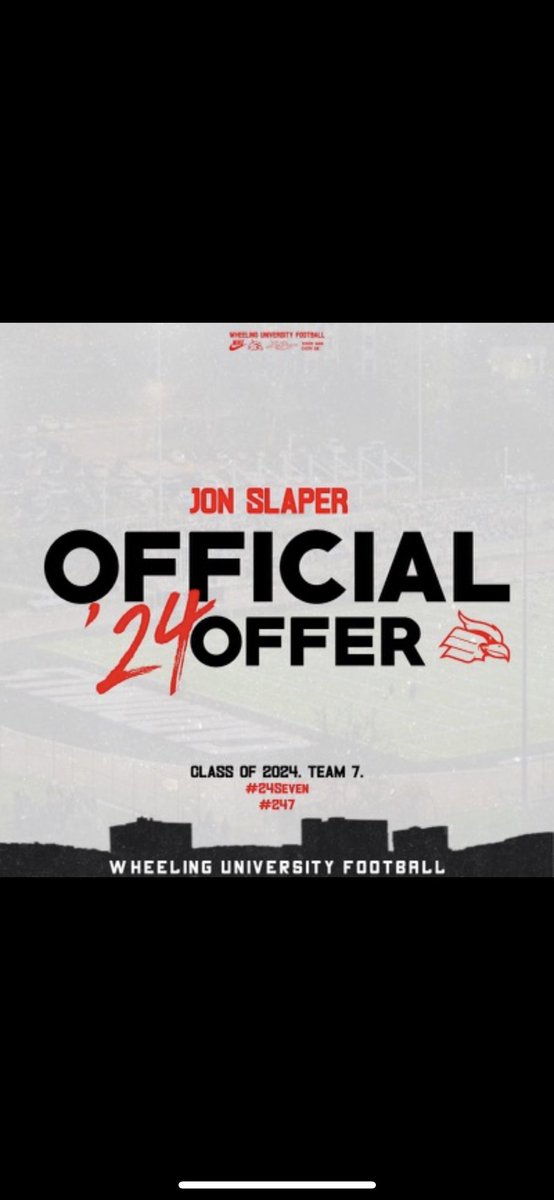 After a great call with <a href="/Coach_JEmerich/">Jason Emerich</a> and <a href="/zachmartin34/">Zach Martin</a> I’m excited to have received an offer from Wheeling University!! <a href="/WheelingU_FB/">Wheeling U Football</a> <a href="/SEHS_FOOTBALL/">St. Edward Football</a>
