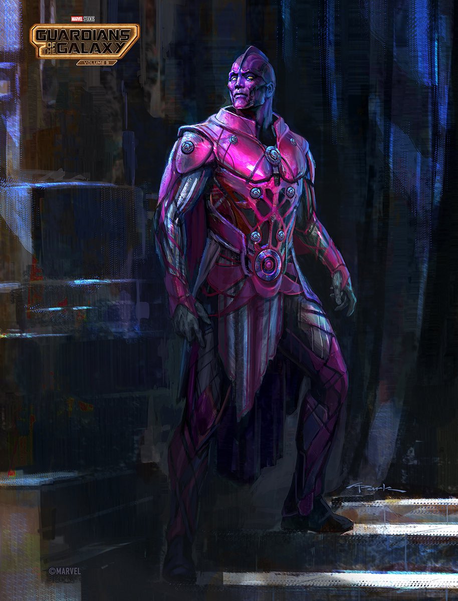 CapitanAlex29's tweet image. Uno de los primeros diseños de  #HighEvolutionary de la película de los #GuardiansOfTheGalaxyVol3 compartidos por el ilustrador AndyPark.