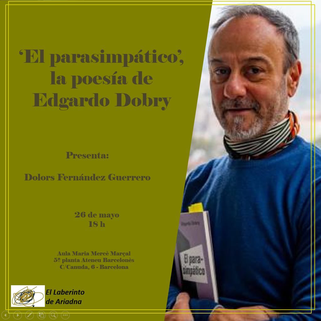 LaberintoAriadn's tweet photo. Os esperamos mañana para disfrutar de la poesía de Edgardo Dobry. ¡Estáis cordialmente invitadas! https://t.co/fAVlWTCXa7