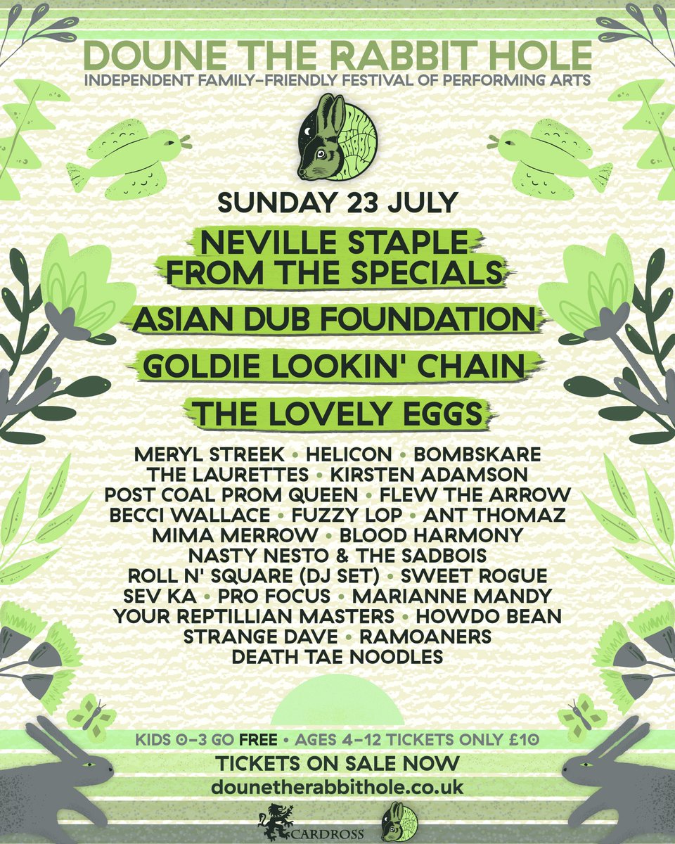 📣 EXCITING NEWS! Day splits for Doune The Rabbit Hole are here! 🐰🎉

Secure your tickets now and join us this July in Stirlingshire! 🐰🎪✨
dounetherabbithole.co.uk/tickets
___
#festival #musicfestival #dtrh #dtrh23 #DouneTheRabbitHole #lineup