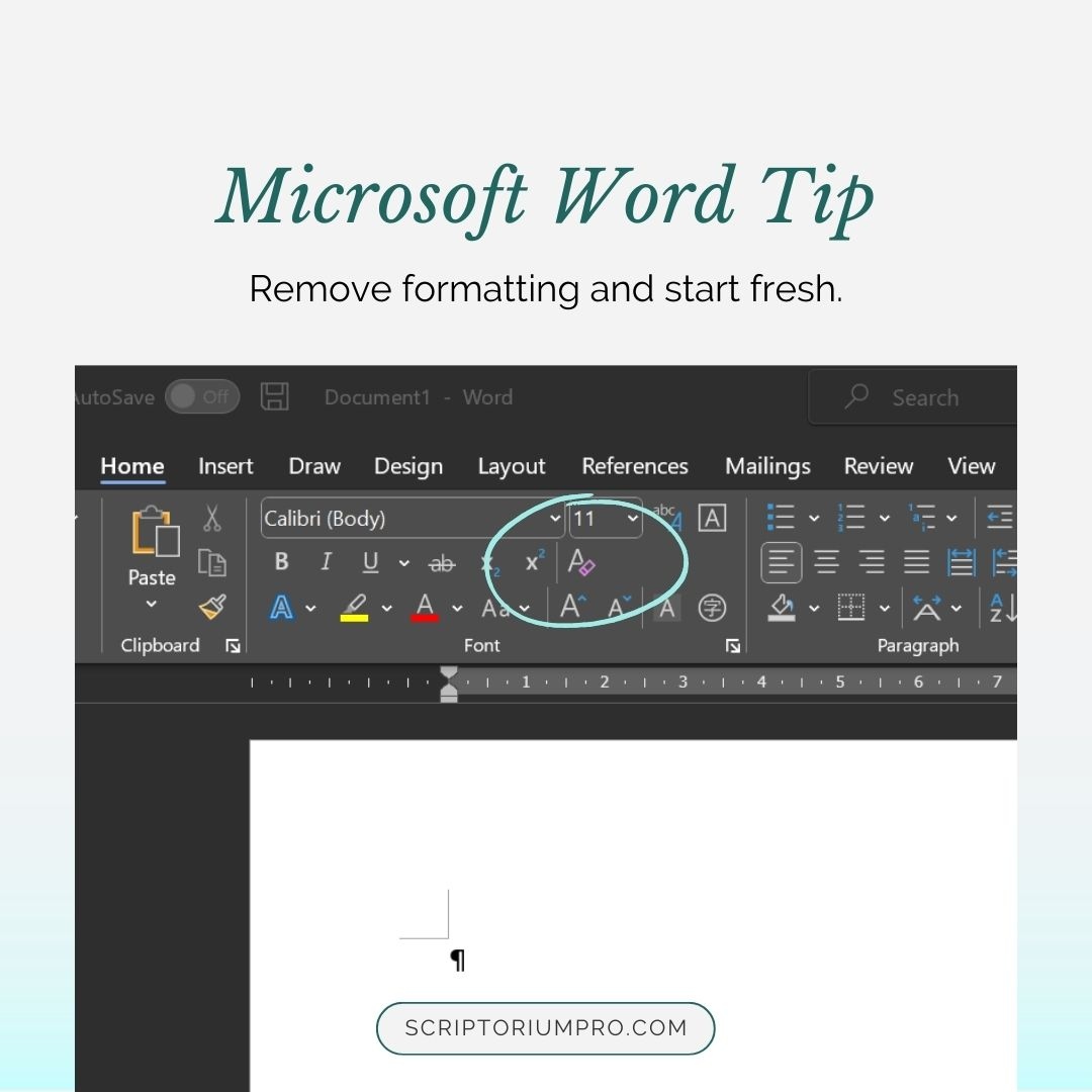 Struggling with #Formatting in Microsoft Word? Try selecting the text and clicking the eraser icon in the Home tab of the ribbon to clear all formatting and start fresh. #MicrosoftWordTips