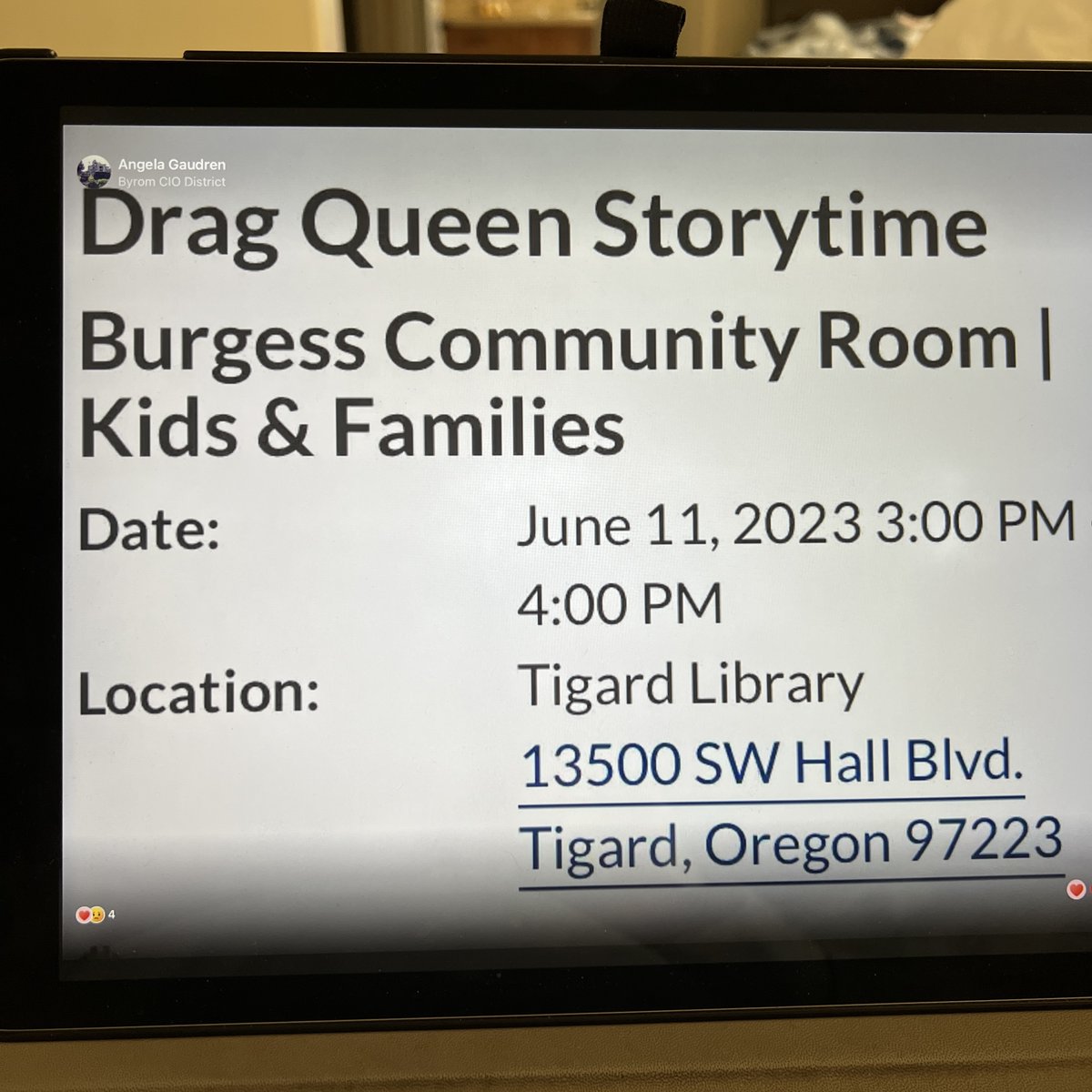 What do you all think about this drag queen story time at the Tigard public library?