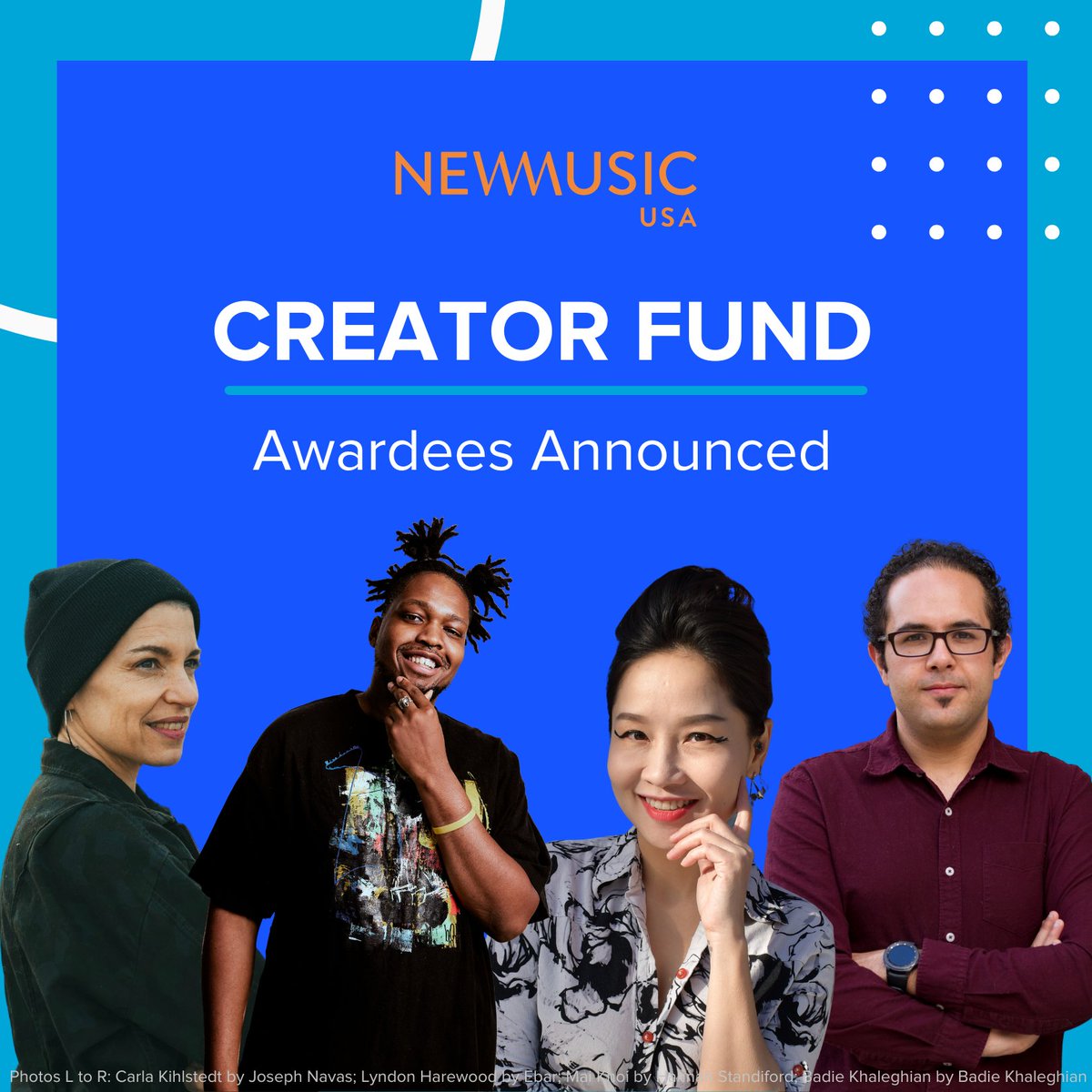 NewMusicUSA's tweet photo. Congrats to all the Creator Fund awardees!🎉 See the full list &amp; check out the grantee playlist here: https://t.co/lUZMb8ksIB

The Creator Fund offers grants to individual music creators working in any genre who need support to get to the next stage of their creative practice.🧵 https://t.co/Uf48Q9Y4AZ