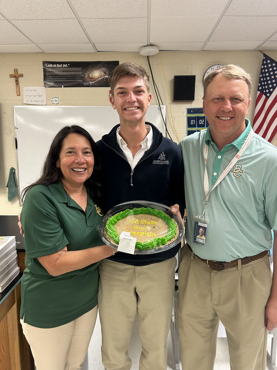 Congratulations to Landon Timmermeyer and Max Farber, our underclassmen, from the BCCHS 2023 State Golf Championship Team!  We had to present their cookie at the end of their finals since no lunch at the end of the year.  Have a great summer Eagles!! Be safe and keep the Faith!!!