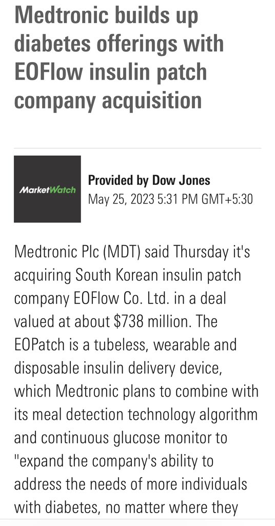 Good News: Finally, Medtronic to launch Patch Insulin pump: Automated insulin delivery with meal detection algorithm!! 
#type1diabetes
#brittlediabetes
#insulinpump
#automatedinsulindelivery