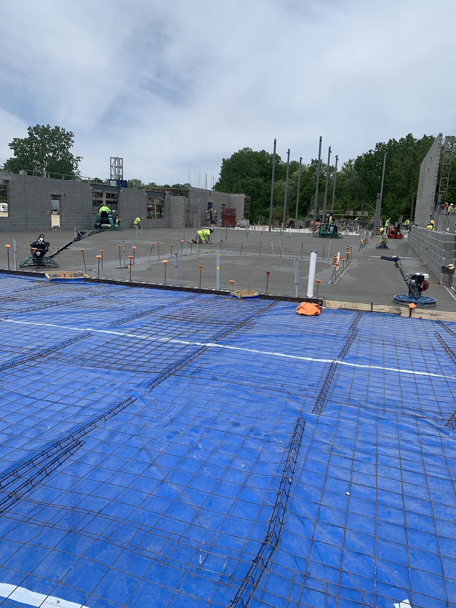 MLS_Supt_Morgan's tweet photo. Quick Building update - More floor poured,  steel set including over the stage and above windows. https://t.co/JXg8PdI7Az
