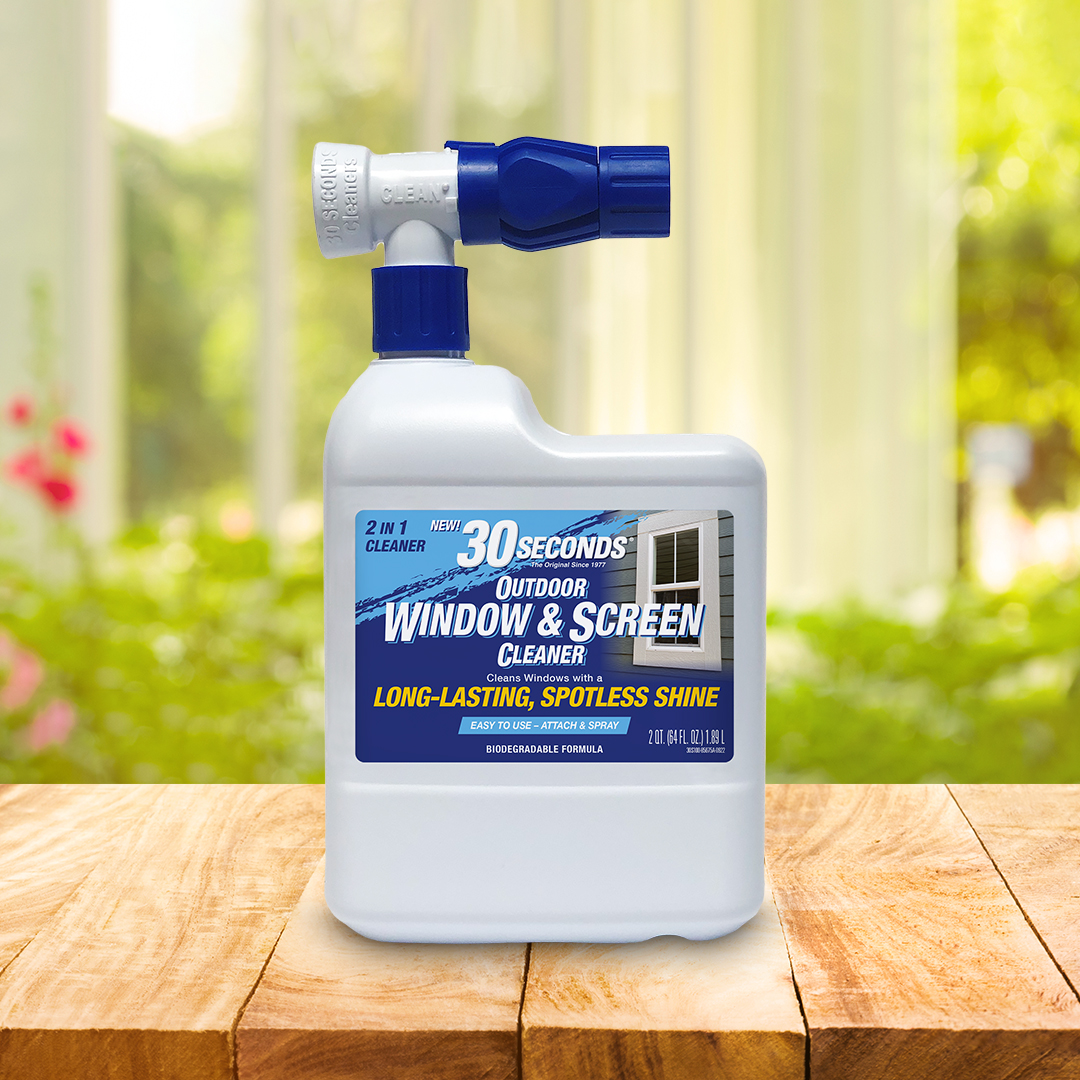 Your solution to clean outdoor windows is here! Introducing 30 Seconds Outdoor Window &amp; Screen Cleaner!

Our hose end sprayer reaches 24+ feet which makes washing those second story windows a breeze.

Shop now at bit.ly/3MvBWCx &amp; your local Home Depot!