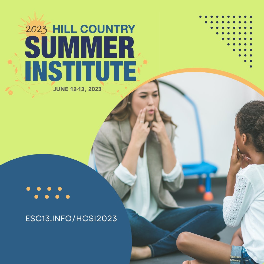 region13's tweet photo. 🌞 Calling all Speech-Language Pathologists! This year, the Hill Country Summer Institute has a specific SLP learning track where you can earn up to 9 TSHA CEUs across three sessions. Register now at https://t.co/mPGfmohcEz! #HCSI #ProfessionalDevelopment #Education #SLPs https://t.co/B8Ad8C7OeO