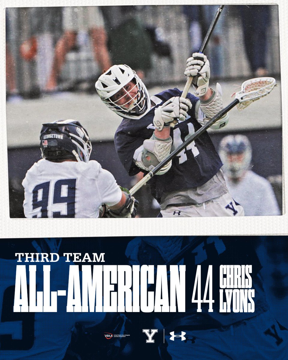 YaleLacrosse's tweet photo. Congratulations to our three @USILA_Lax All-Americans 👏👏👏 Chris Lyons was named to the third team.

#ThisIsYale https://t.co/HLwXcBpapV