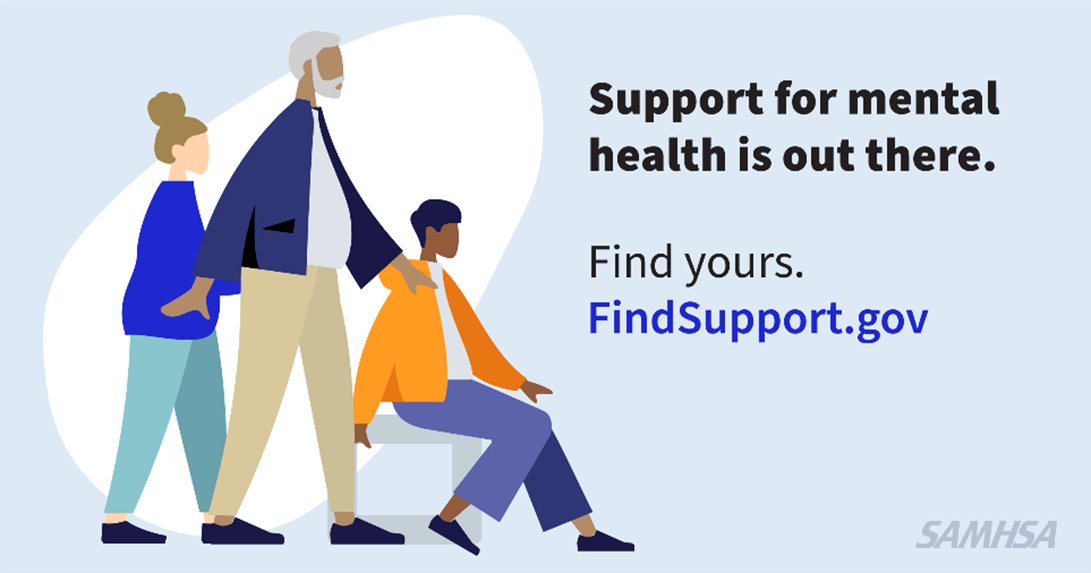 .@samhsagov has resources and information to help us and our communities access mental health services and information during #MentalHealthAwarenessMonth and beyond. Learn more about the importance of mental health: samhsa.gov/programs/menta…