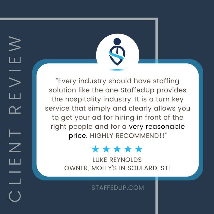 Luke Reynolds, Owner of Molly's in Soulard, STL uses StaffedUP to hire and manage quality applicants. #staffedup #ats #hiringsoftware #applicanttrackingsystem