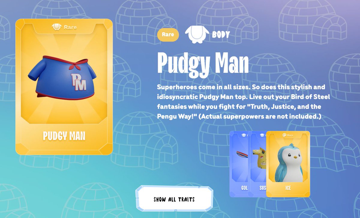 Csaw (@csaw07) on Twitter photo Just had my first Pudgyworld.com experience. It's
a fun & intuitive process. Revealed 2 rare traits and even though I dont own an Ice Skin Pudgy, I can now pretend in Pudgy World. Nice job <a href="/pudgypenguins/">Pudgy Penguins</a> Just had my first Pudgyworld.com experience. It's
a fun & intuitive process. Revealed 2 rare traits and even though I dont own an Ice Skin Pudgy, I can now pretend in Pudgy World. Nice job <a href="/pudgypenguins/">Pudgy Penguins</a>