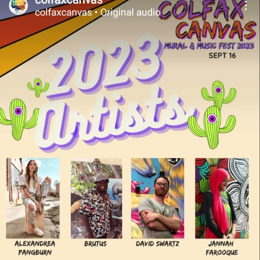 AuroraAIPP's tweet photo. Very excited to share the @ColfaxCanvas 2023 artist lineup! Follow these gifted artists and mark September 16th on your calendar for the neighborhood block party on Fletcher Plaza, presented by @VisitAuroraCO
 #colfaxcanvas https://t.co/PHjrcVTGqI