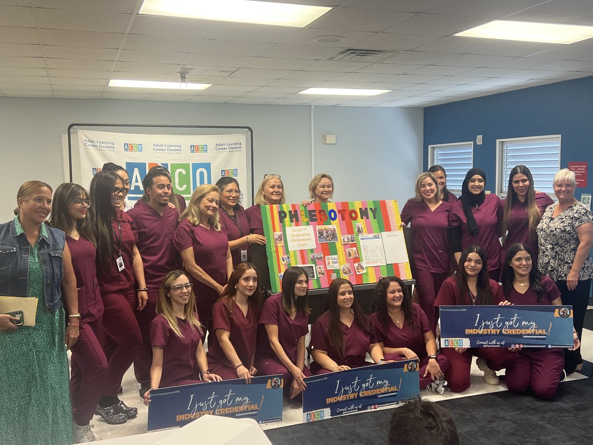 1st ever IET Phlebotomy graduation at Adult Learning Center Osceola-ALCO!  It’s a great day to celebrate Workforce Education!! ⁦<a href="/JefferyArnott/">Dr. Jeffery C. Arnott</a>⁩ ⁦<a href="/overstrm/">Michelle Overstreet, Ed.S</a>⁩