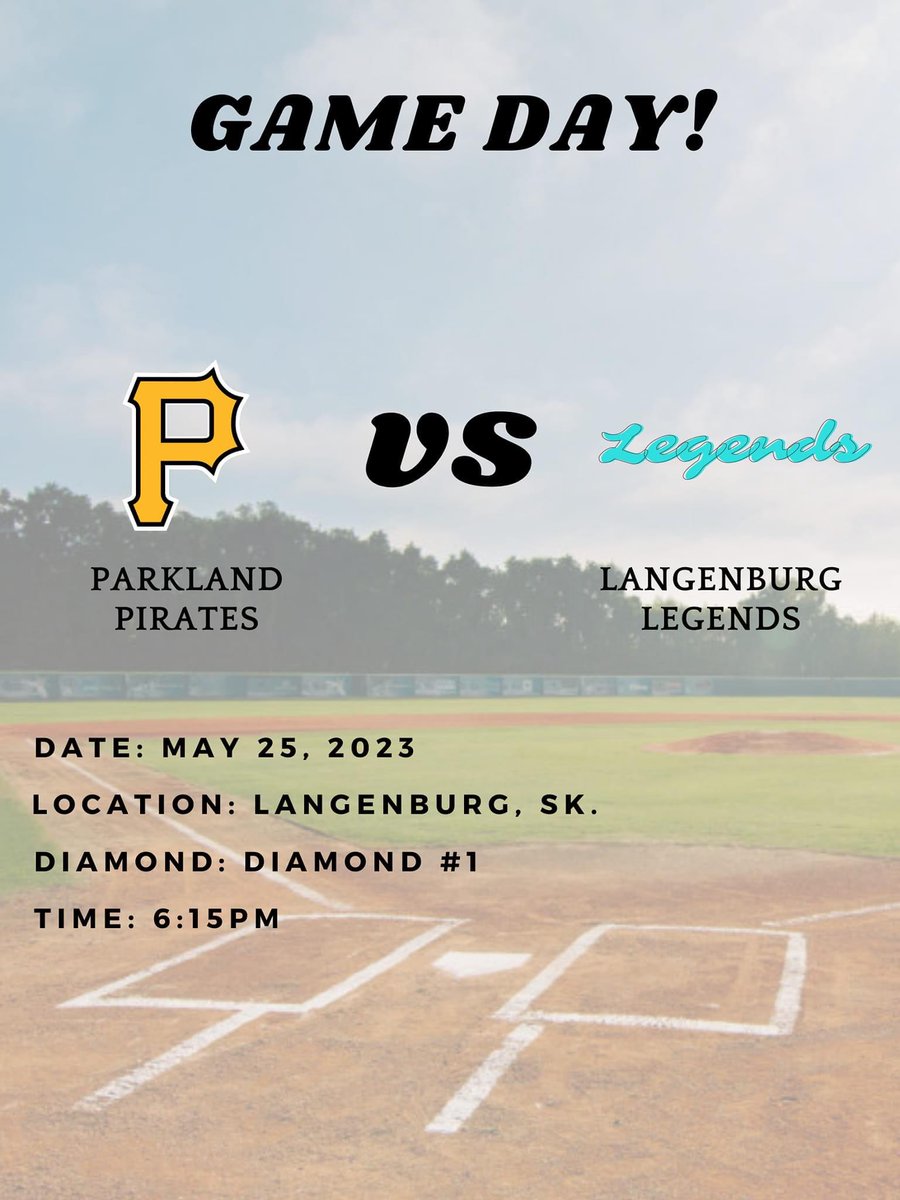 PkldPirates's tweet photo. ROAD GAME DAY:

The Pirates look to improve to 2-1 on the season tonight visiting the Langenburg Legends.

#SESBL #OnTheRoadAgain https://t.co/I38Oid546t
