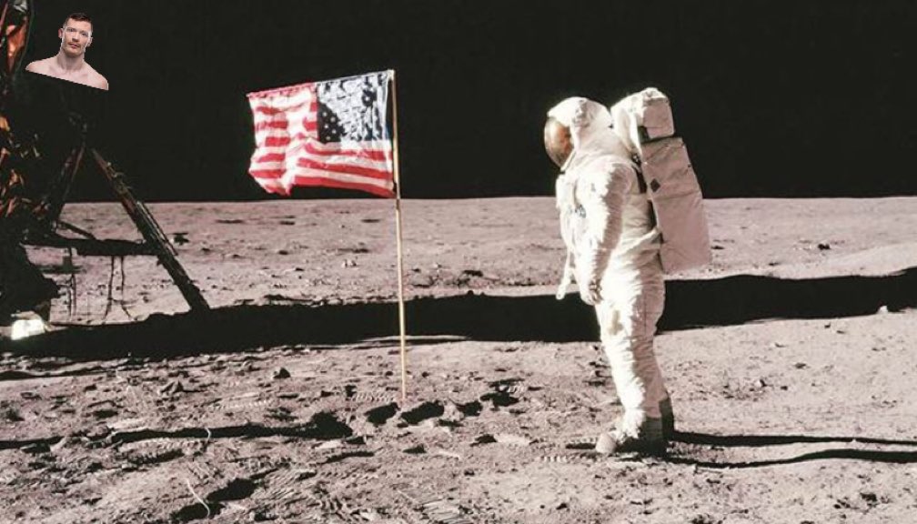 JoeIsThere's tweet image. Joe Duffy with Neil Armstrong on the moon (July, 1969).