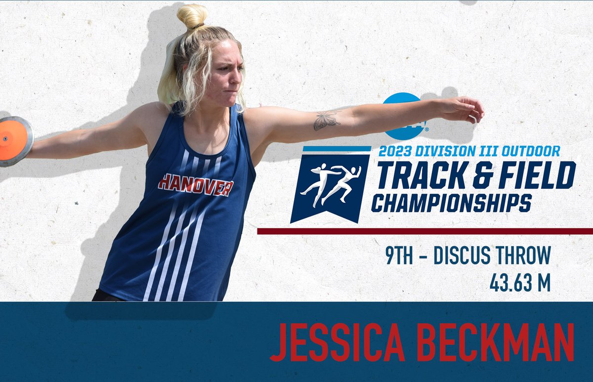 Jessica Beckman concludes her impressive career this morning, taking ninth as part of the discus throw at the NCAA Division III Track & Field Outdoor Championships! #StripeStandard