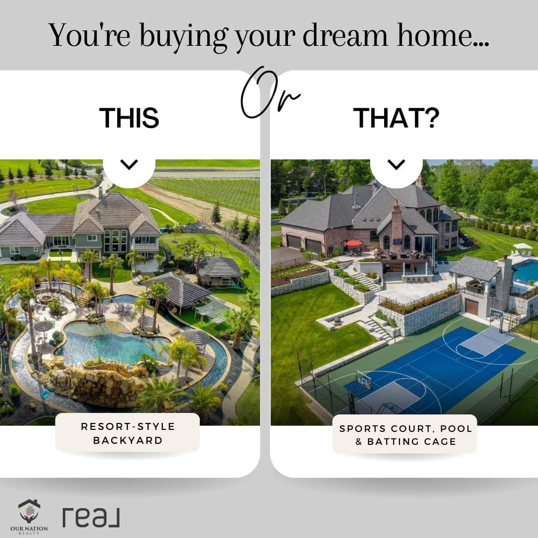 This or that!⁉️🤔

#ournationrealty #RealBrokerLLC #luxuryhome #dreamhome #homeownership #ThisOrThatThursday