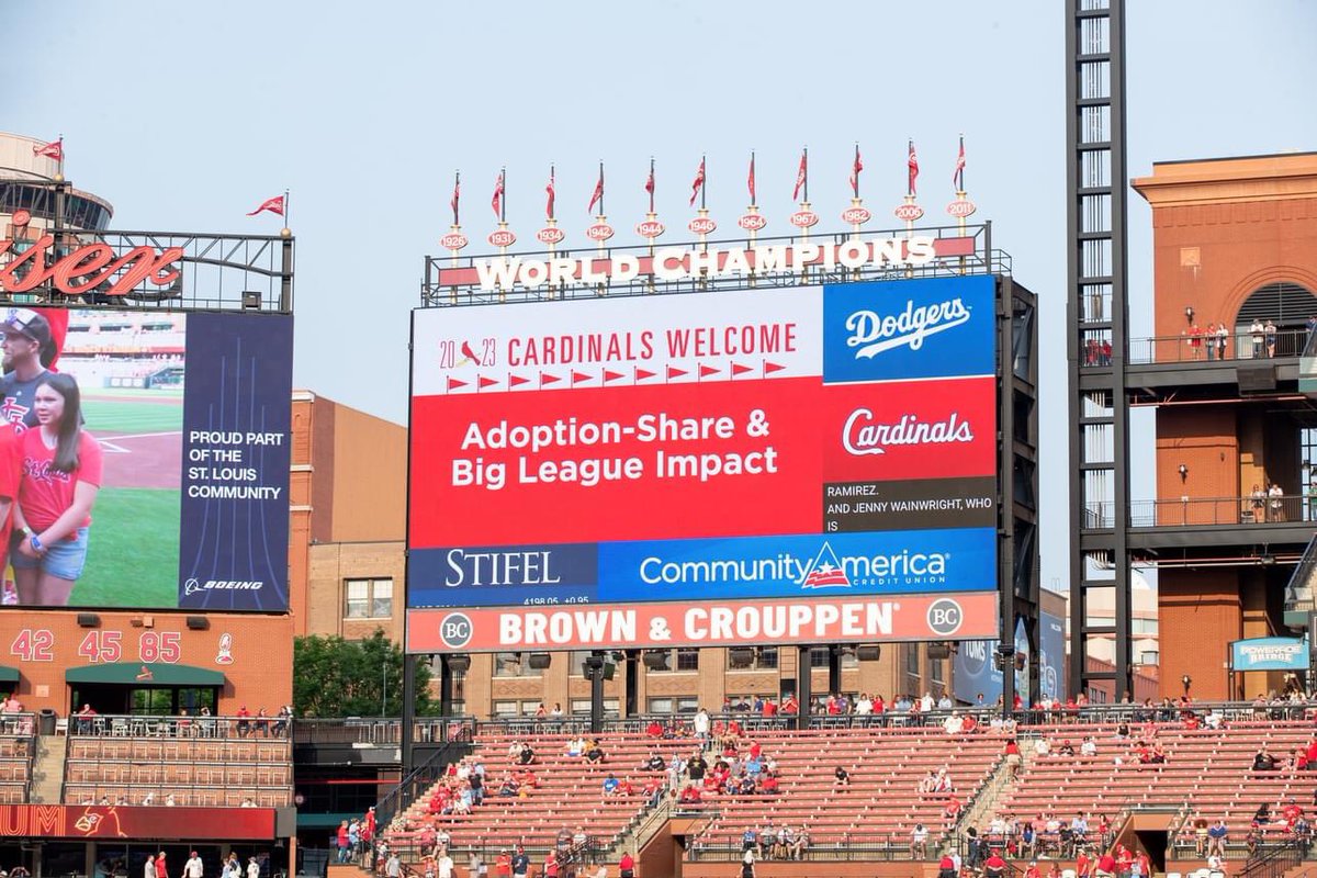 adoptionshare's tweet photo. Still celebrating that @Cardinals win last Thursday night and the incredible opportunity to be selected by @BigLeagueImpact #allwinchallenge to shine a light on foster care and adoption! Thank you @UncleCharlie50 @Mrswaino for your support! https://t.co/8Y6XU18MW8