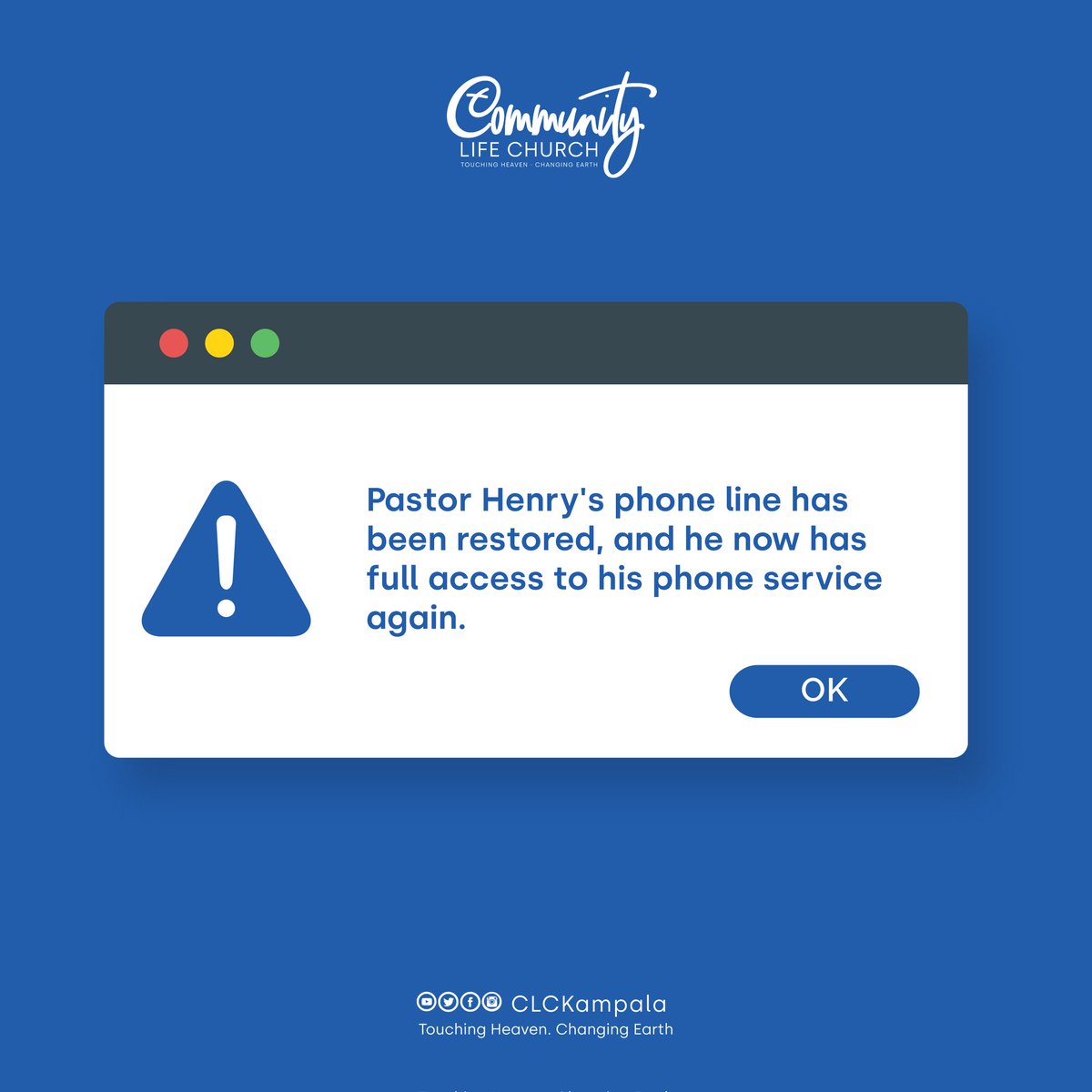 CLCKampala's tweet photo. Please take note (CLC Updates) ⚠️
Pastor Henry is now reachable through his mobile phone number.
All his personal accounts have been fully recovered and secured.
#CLCUpdates https://t.co/fI231JS3Jd