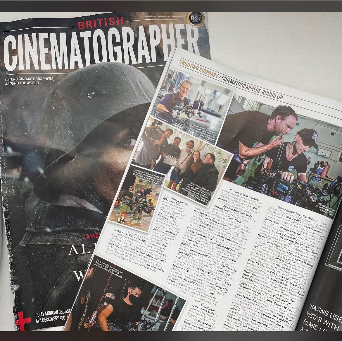 Picked up copies of <a href="/BCineMag/">British Cinematographer</a> when I was at the <a href="/mediaprodshow/">MPTS</a> &amp; look who’s in it! Still from the set of Typical?💫 

More: instagram.com/p/CsrFgz6KnYu

Photo of #DoP Tom Watts, Ollie Riches, &amp; #Director <a href="/sarahleighactor/">sarahleighactor</a> , 2nd AD @rhiannonkearns &amp; actor Bonita Bodoano in background.