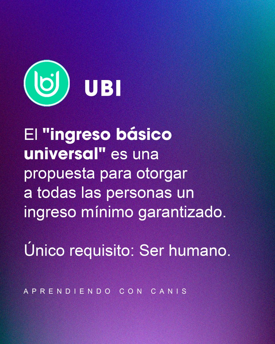 CanisNFTok's tweet photo. ¿Sabes lo que significa UBI?🔁 Te damos una explicación introductoria al mundo del ingreso básico universal, siguenos en redes para averiguar cómo puedes crear un impacto junto a CANIS.🐾
#Canisnft #ubi https://t.co/C2f8NLju27