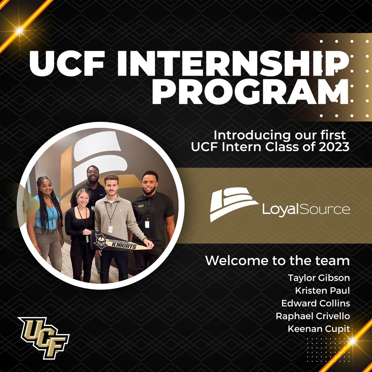 LoyalSourceGS's tweet photo. Welcome to Loyal Source! Introducing our first @UCFKnights Intern Class of 2023. We are so happy to support UCF's Internship Program.
@Itstaylorg_ @ecollins50 @kcupit35 Raphael & Kristen
#ucfinternship #ucfintern #loyalsource #loyalsourcegovernmentservices #internshipprogram https://t.co/guZpdLgaga