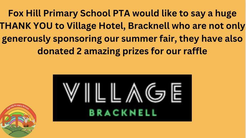 FoxHill_Primary's tweet photo. Thank you to Village Hotel 🌟 we are so lucky that they are supporting Fox Hill 🦊 and our fantastic PTA have arranged the partnership 🤩 #foxhillfamily #foxhillPTA https://t.co/Fq88nK4WuB