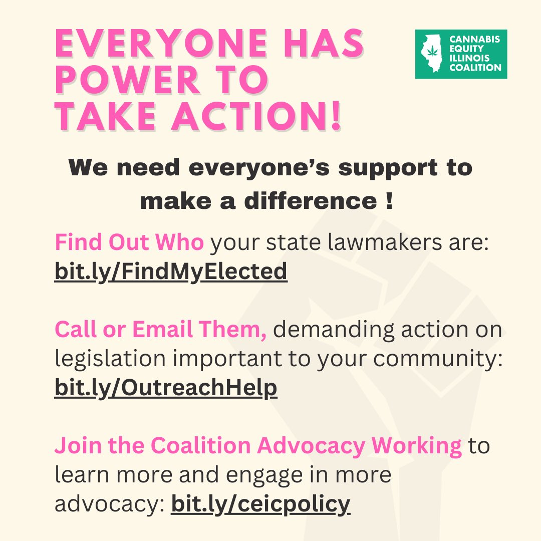 🚨Legislative session ends tomorrow!🚨 We worked tirelessly on a canna omnibus this session that will move our program forward, but unfortunately the MultiState Operators, led by CBAI, are blocking the canna bill! (1/2) #CannaEquityIL