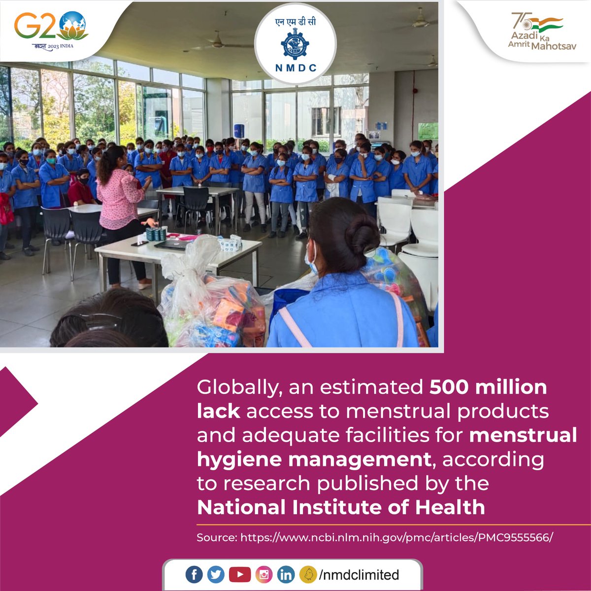 nmdclimited's tweet photo. When girls and women have access to safe and affordable sanitary materials to manage their menstruation, they decrease their risk of infections. Bringing awareness, NMDC contributes to the distribution of low-cost sanitary products.
#NMDC #MenstrualHygieneWeek #SanitaryNeeds https://t.co/TLodP83OdH