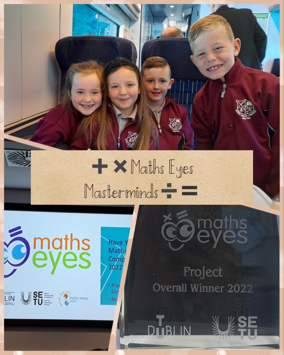 🥳🤩🏆 Our early risers took the train to @SETUIreland this morning to accept their @Maths_Eyes @mathsweek award!! We are so proud of you for winning your Project Category!! 🏆🥳