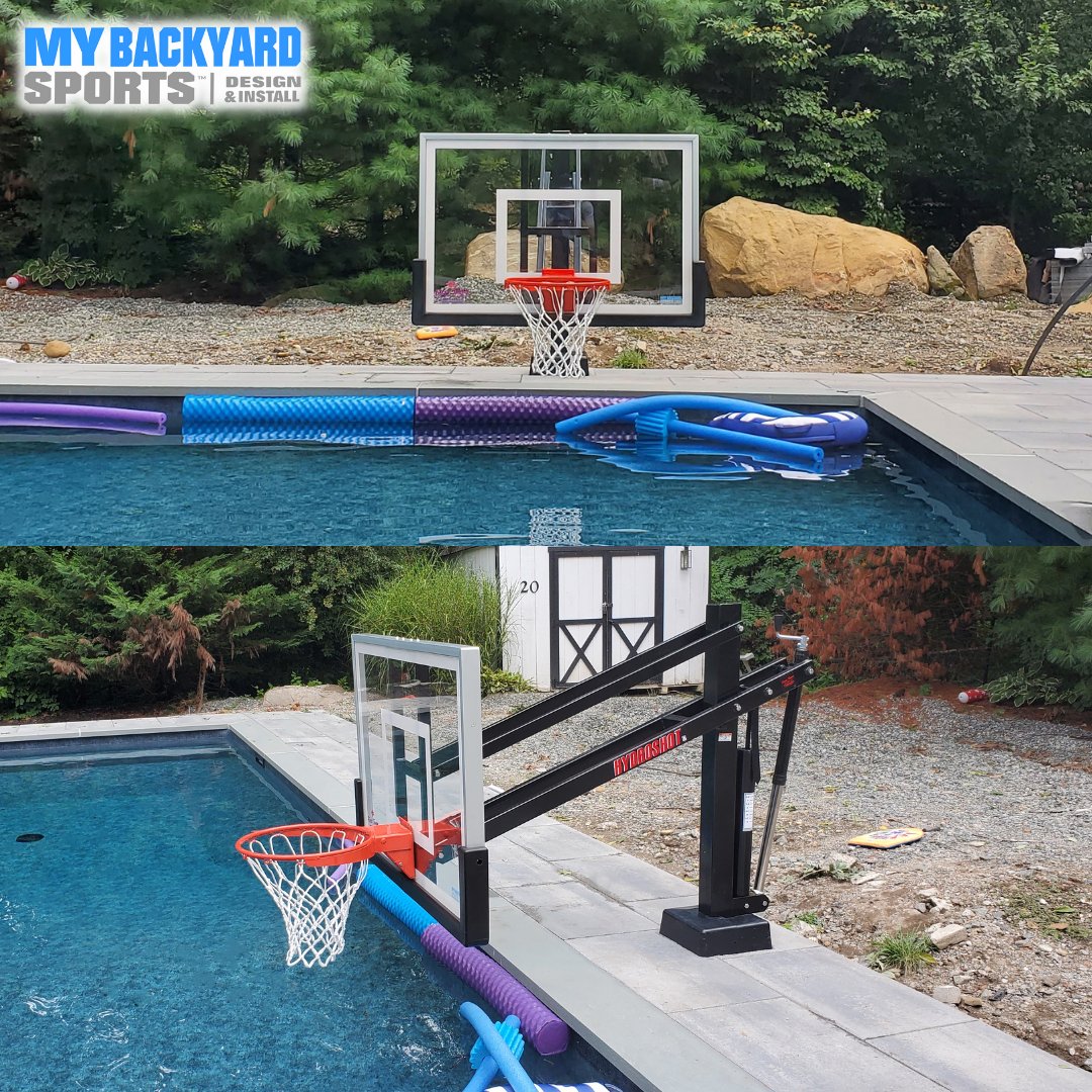 Summer is almost here! We can install poolside hoops! #MyBackyardSports #WeLoveWhatWeDo #WeBuildMemories