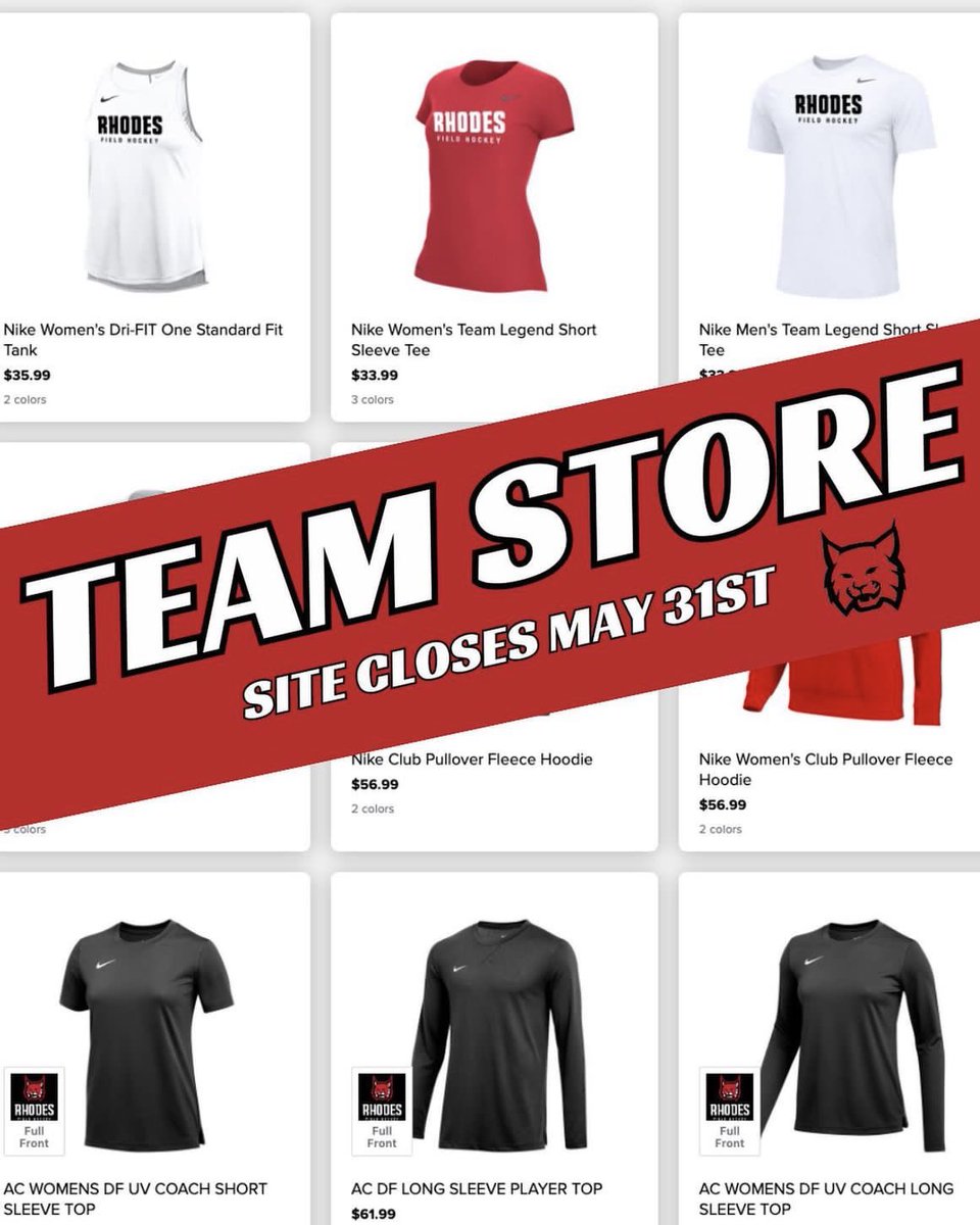RhodesFH's tweet photo. Everyone is having a Memorial Day Sale - we thought we would to! Use the link in our bio or QR code in the the last photo to access the store. Open until 5/31 for all your RCFH gear needs! #RollLynx https://t.co/hNVf4wB1AC