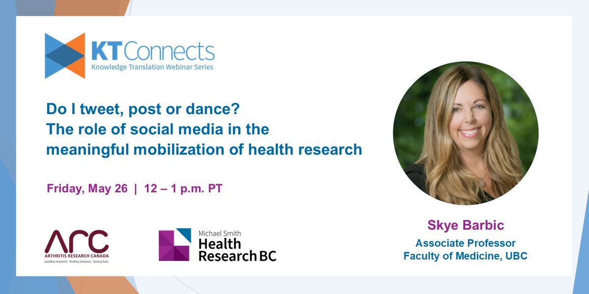 Don't miss our #KTConnects webinar tomorrow on the role of social media in the meaningful mobilization of health research. Register at healthresearchbc.ca/kt-webinars